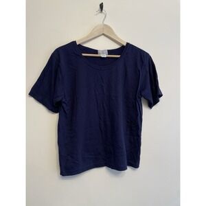 Vintage Espirit Collection T-shirt Women Medium‎ Navy Blue 100% Cotton Cropped